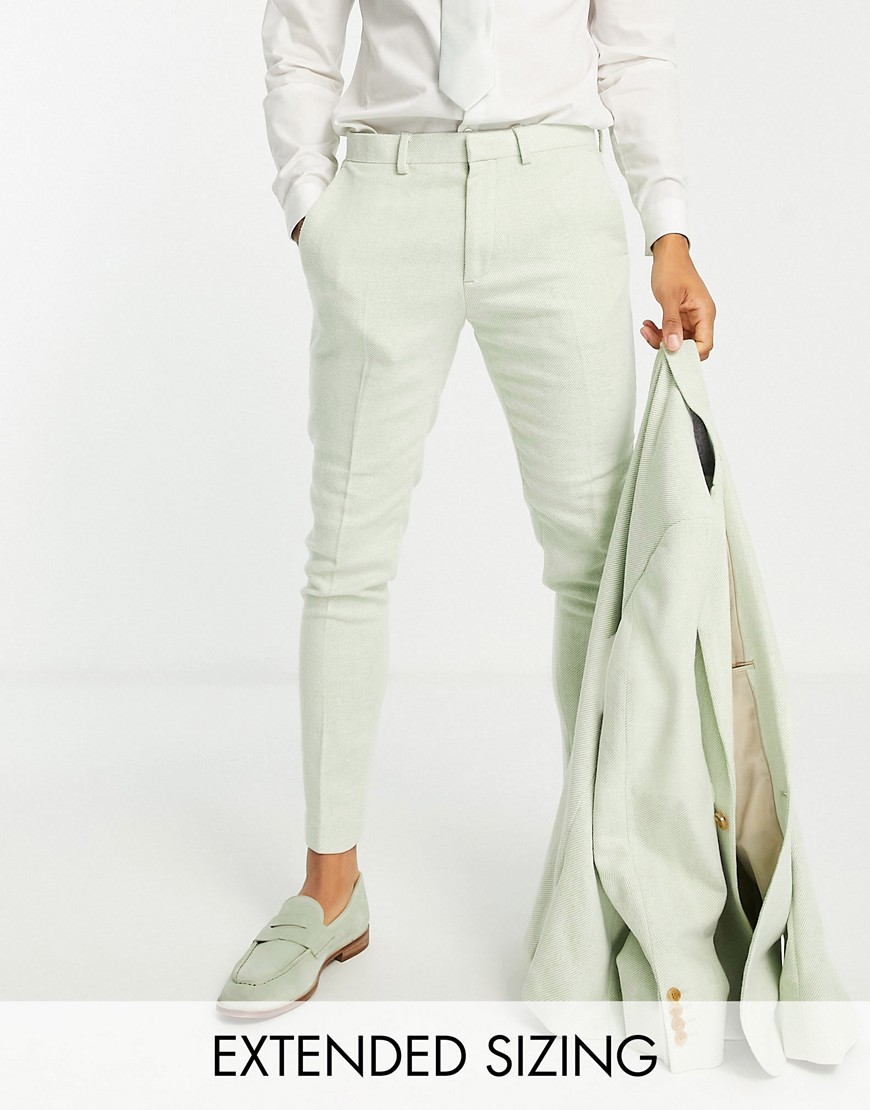 ASOS DESIGN super skinny wool mix suit pants in dusky green twill