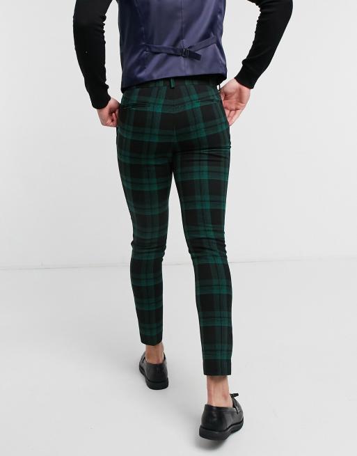 Green tartan sale skinny trousers