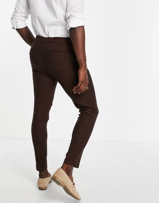 Brown skinny trousers sale