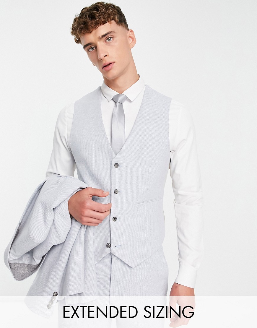 ASOS DESIGN super skinny wool mix suit waistcoat in light blue twill