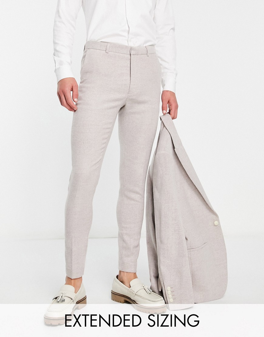 ASOS DESIGN super skinny wool mix trousers in blush pink twill