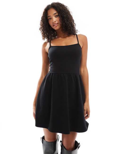 ASOS DESIGN super soft 2 in 1 double layer mini dress in black ASOS