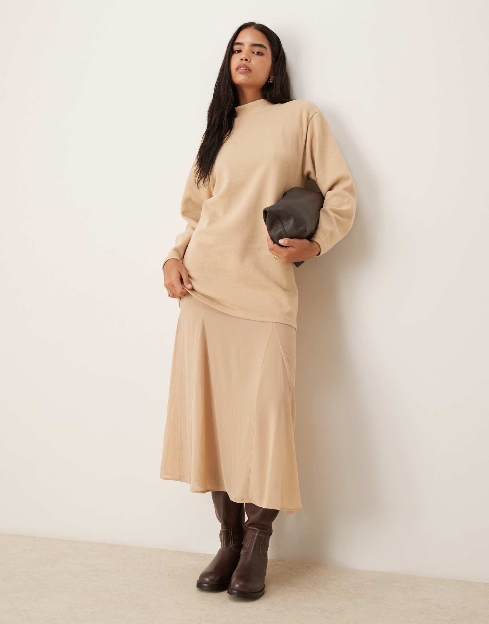 ДИЗАЙНЕРСКОЕ макси-платье ASOS DESIGN super soft 2-в-1 с шифоновой юбкой godet из камня