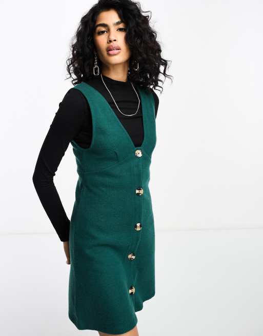 Dark green outlet pinafore dress