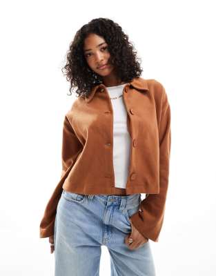 Asos Design Super Soft Boxy Cardigan In Tan-no Color In Brown