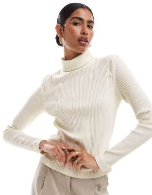 ASOS DESIGN super soft brushed rib roll neck in winter white