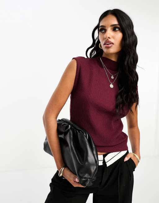 Soft Active Turtleneck Tank Top in Rust