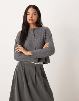 Asos Design Super Soft Button Through Long Sleeve Top In Brown