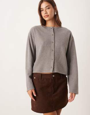 Asos Design Super Soft Button Up Long Sleeve Top In Gray