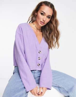 ASOS DESIGN super soft cardigan in purple heather | ASOS