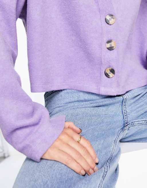 ASOS DESIGN super soft cardigan in purple heather , 2 of 4