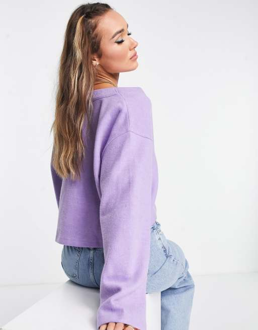 ASOS DESIGN super soft cardigan in purple heather , 4 of 4