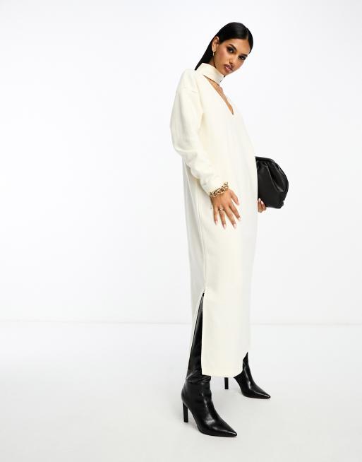 Winter white long hot sale sleeve sweater dress