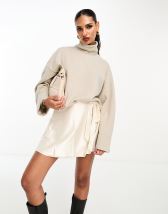 ASOS DESIGN supersoft flare sleeve jumper swing mini dress with