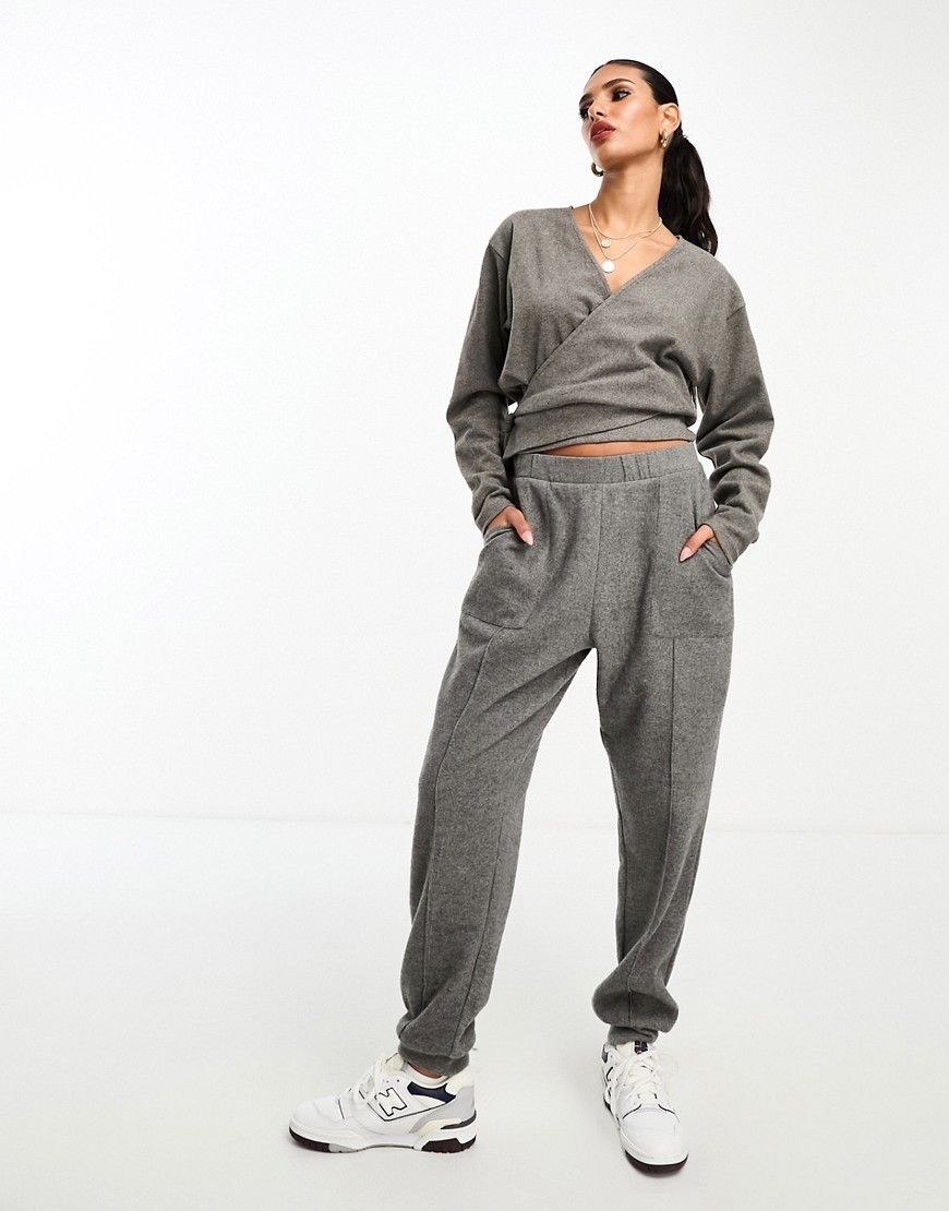 ASOS DESIGN super soft co-ord seamed jogger in charcoal marl-Grey
