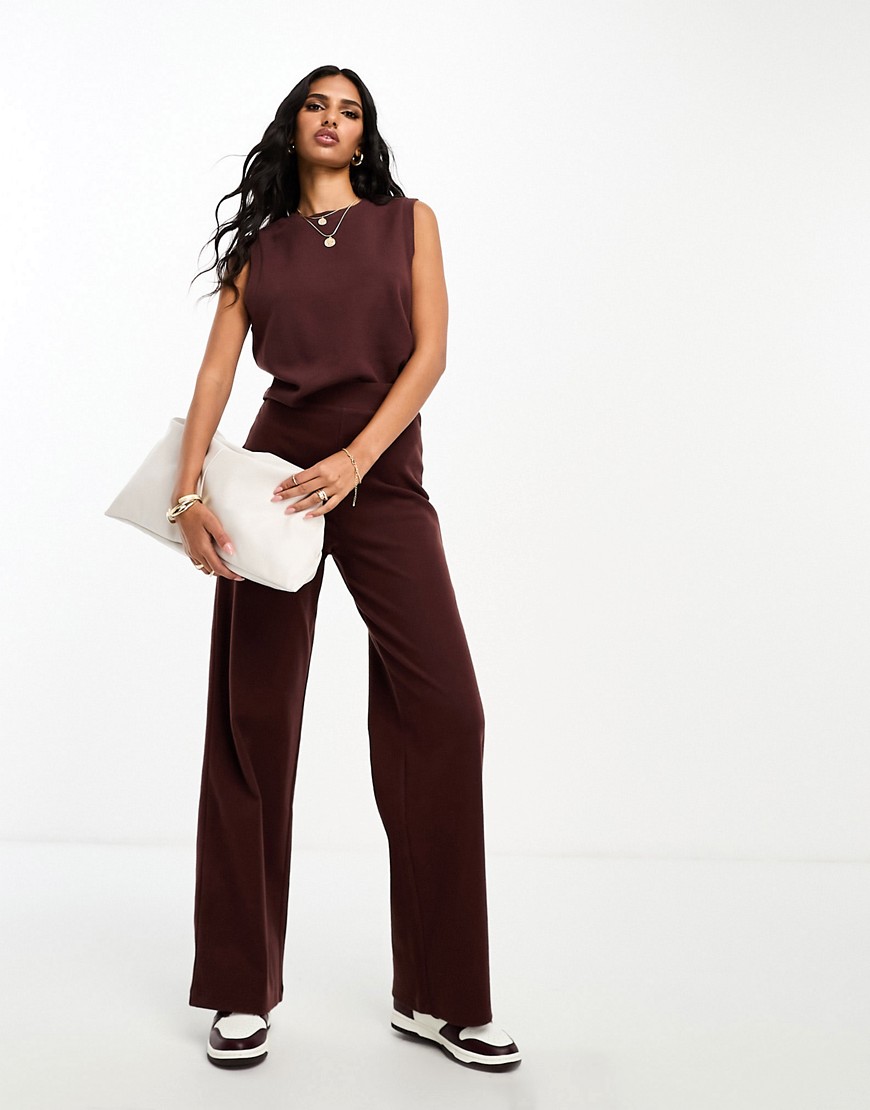 ASOS DESIGN super soft co-ord wide leg jogger in chocolate-Brown