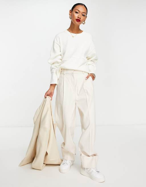 Winter white wide leg sales trousers