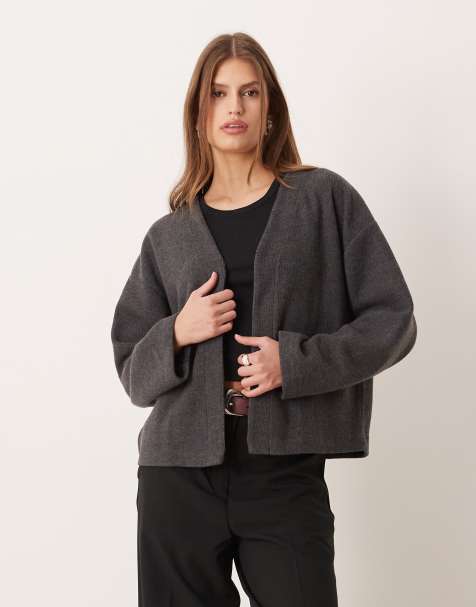 ASOS DESIGN super soft edge to edge cardigan in charcoal - part of a set - view 1