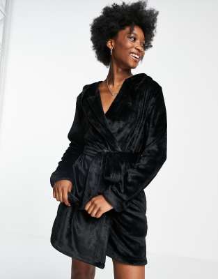 womens black dressing gown