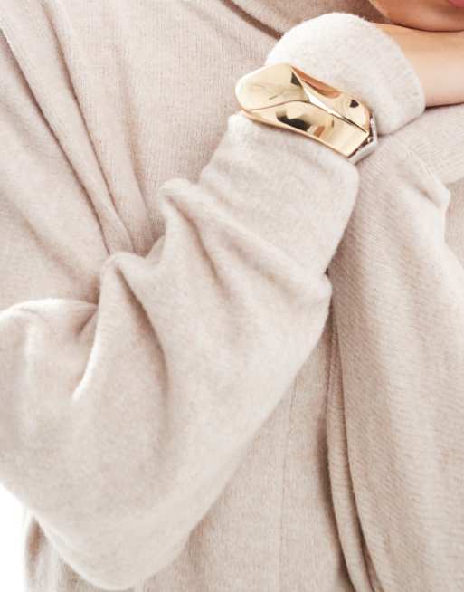ASOS DESIGN super soft fluffy funnel neck kimono sleeve midi dress in gray, 2 of 4