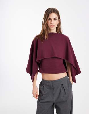 Asos Design Super Soft High Low Cape Top In Purple