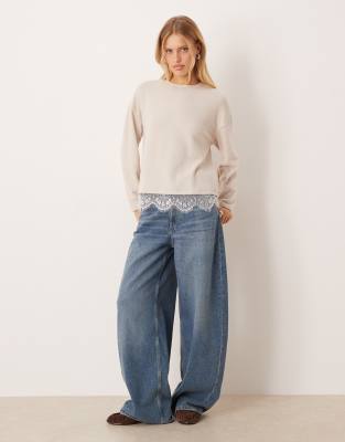 Asos Design Super Soft Lace Trim Top In White