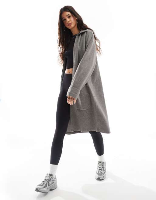 ASOS DESIGN super soft long line cardigan in charcoal heather