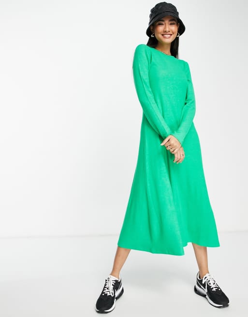 Midi swing outlet dress with sleeves