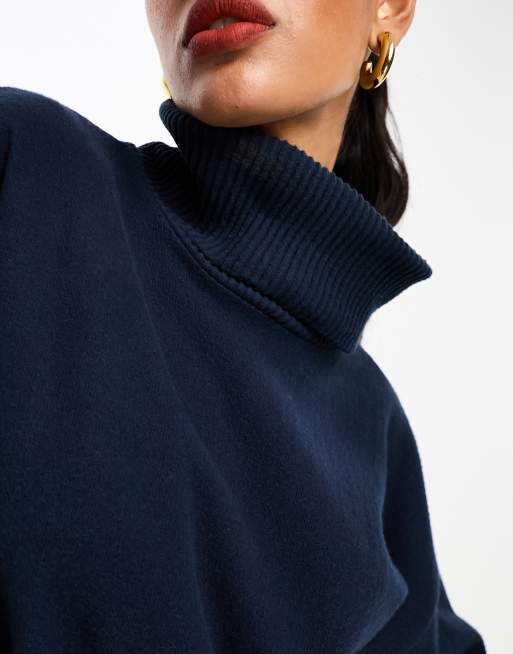 Longline Roll Neck Jumper, Navy