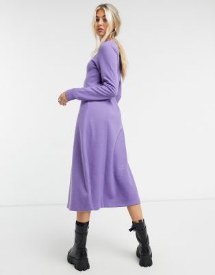 long sleeve midi swing dress