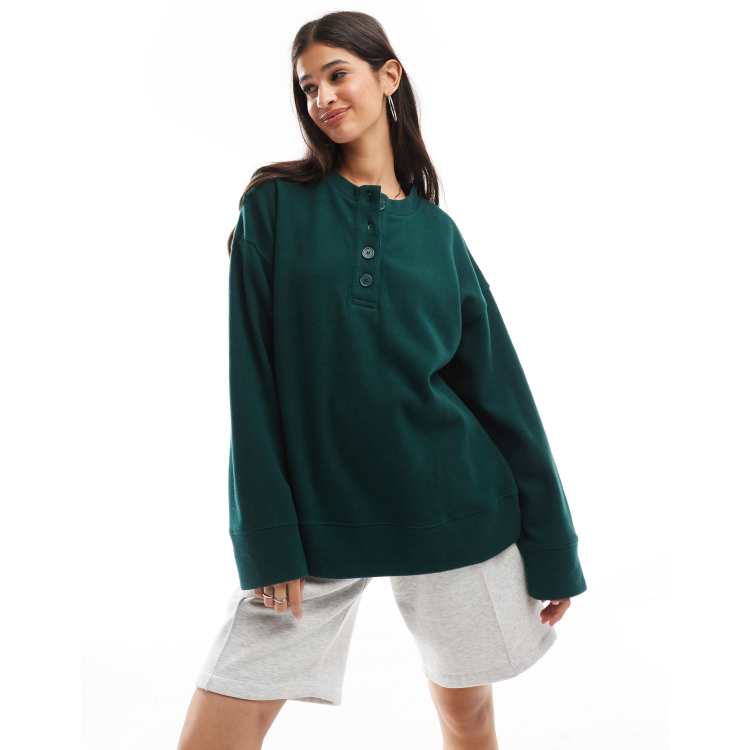ENFOLD✨patch sleeve pullover　ダークグリーン　38 ENFOLD✨patch sleeve pullover ダークグリーン 38