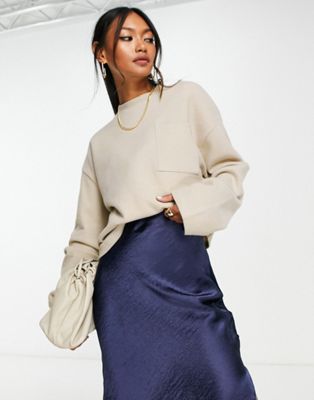 ASOS DESIGN super soft oversized jumper with pocket detail in warm cream | ASOS