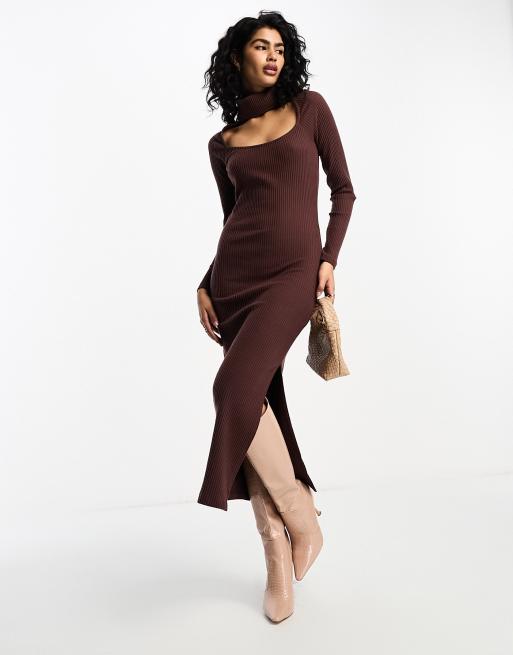 Long sleeve store fitted midi dress