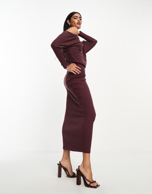 ASOS DESIGN fine knit ribbed midi dress in recycled blend