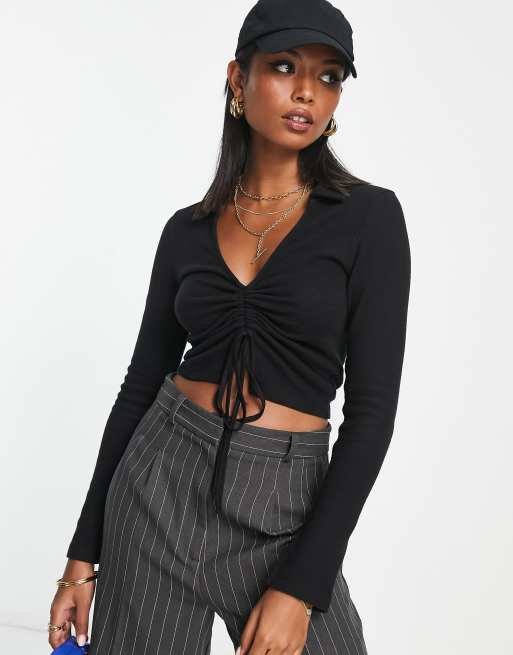 Ribbed cheap ruched top