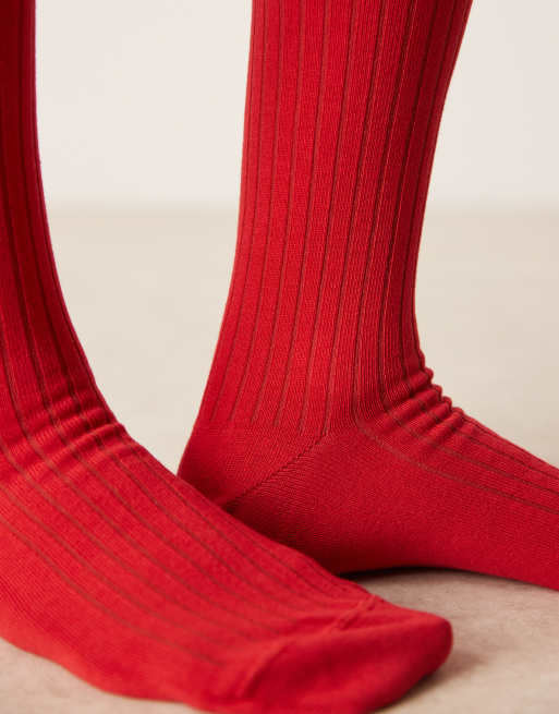 ASOS DESIGN super soft ribbed socks in red, 3 of 3