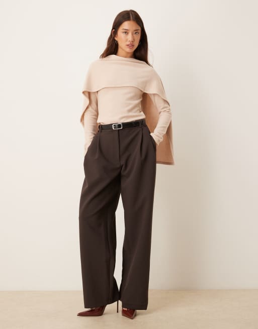 ASOS DESIGN super soft scarf draped top in cream
