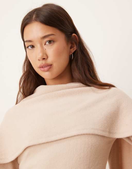 ASOS DESIGN super soft scarf draped top in cream