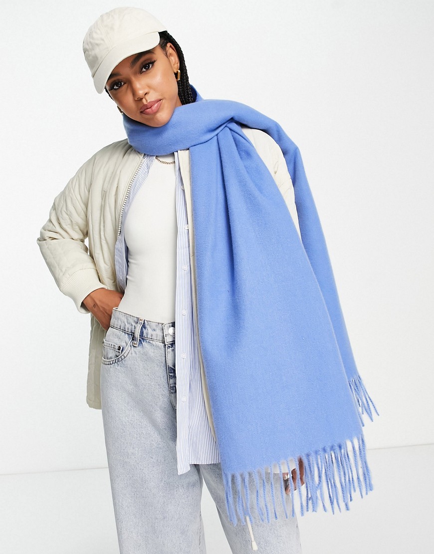 ASOS DESIGN super-soft scarf with tassels in bright blue