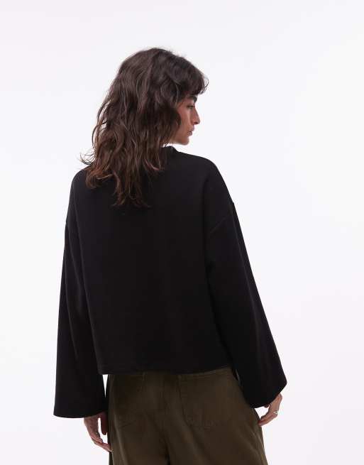 ASOS DESIGN super soft touch oversized Henley top in black