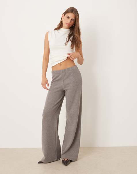ASOS DESIGN super soft wide leg pants in gray - part of a set - view 1