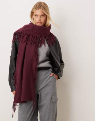 Asos Design Super Soft Woven Scarf With Side Tassels In Red