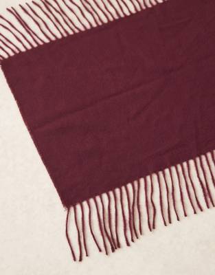 Asos Design Super Soft Woven Scarf With Side Tassels In Red
