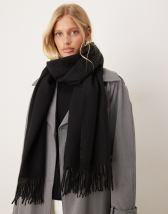 ASOS DESIGN spaced ribbed long sleeve scoop mini dress in black