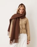 [ASOS DESIGN] ASOS DESIGN super soft woven tassel scarf in chocolate-Brown No Size Chocolate
