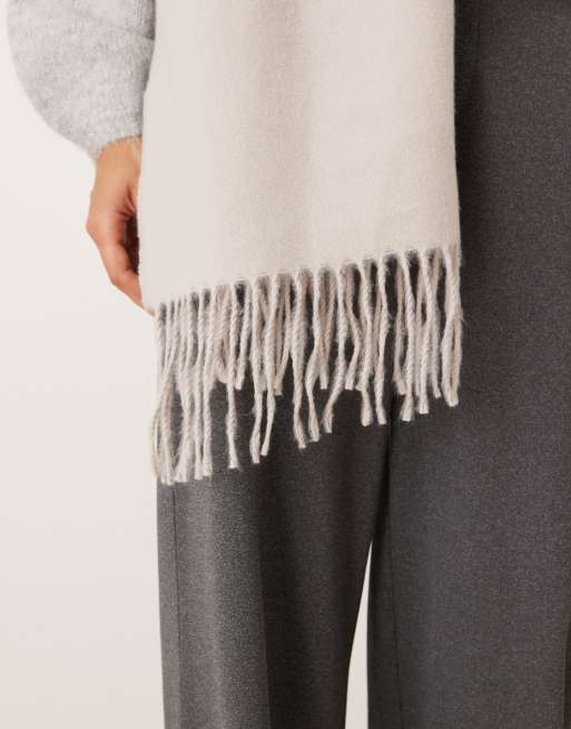 ASOS DESIGN super soft woven tassel scarf in ecru