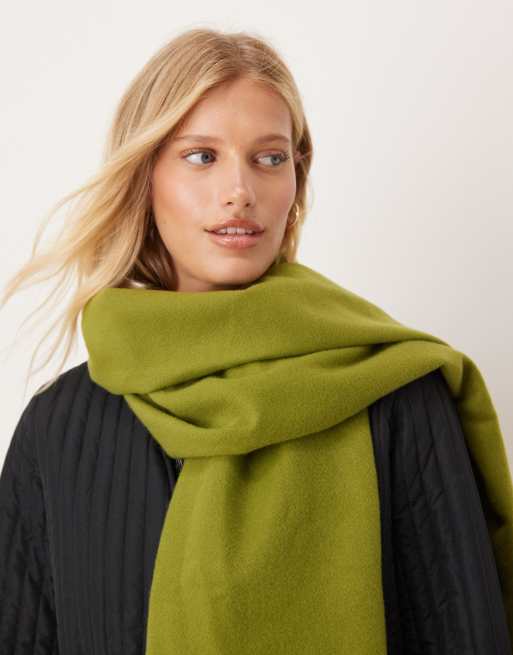 ASOS DESIGN super soft woven tassel scarf in green