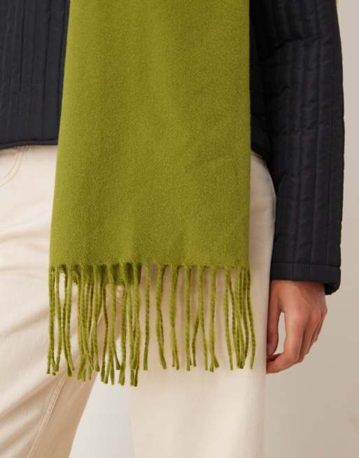 ASOS DESIGN super soft woven tassel scarf in green