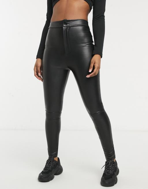 Asos Tall Asos Design Tall Leather Look Leggings With Elastic Slim Waist,  $10, Asos