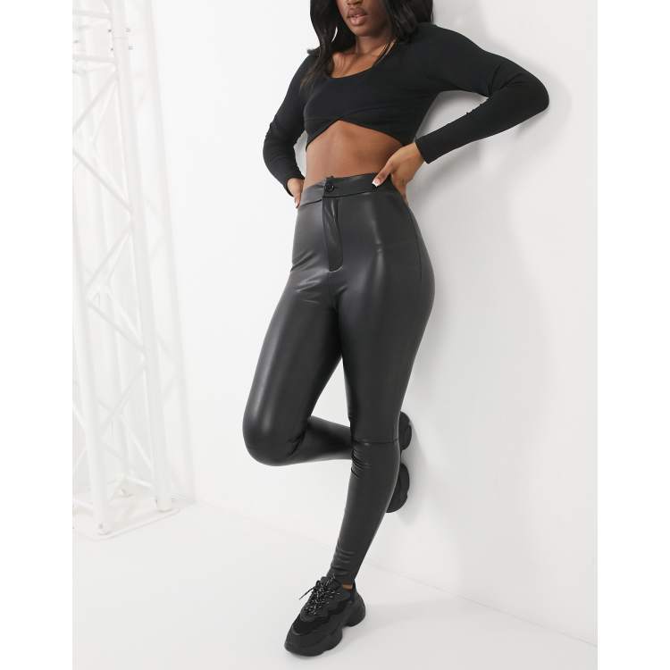 ASOS DESIGN super tight sculpting high waist leather look skinny trouser